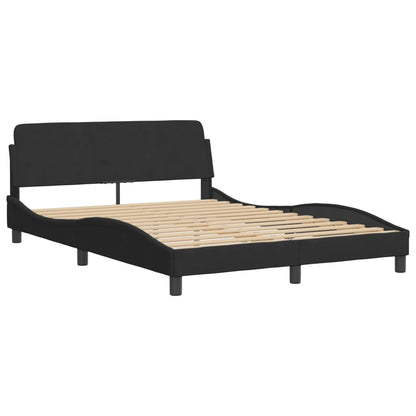 Estrutura de cama sem colchão Hanko 140x190 cm veludo preto