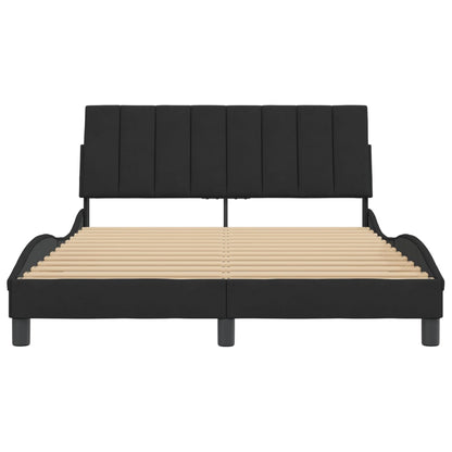 Estrutura de cama sem colchão Hanko 140x190 cm veludo preto