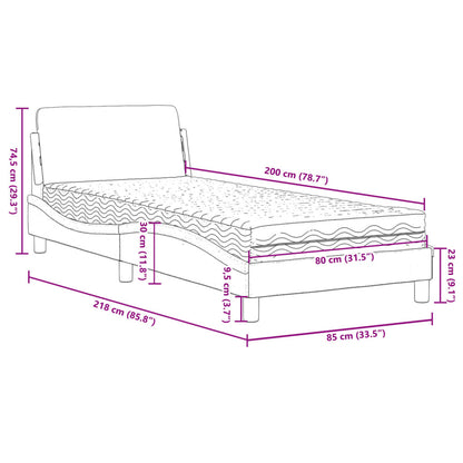 Cama com colchão Dover 80x200 cm couro artificial castanho