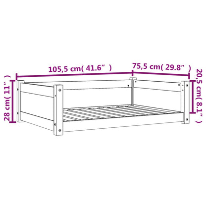 Cama para cães 105,5x75,5x28 cm madeira de pinho castanho mel