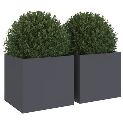 Vasos/floreiras 2 pcs 32x30x29 cm aço antracite