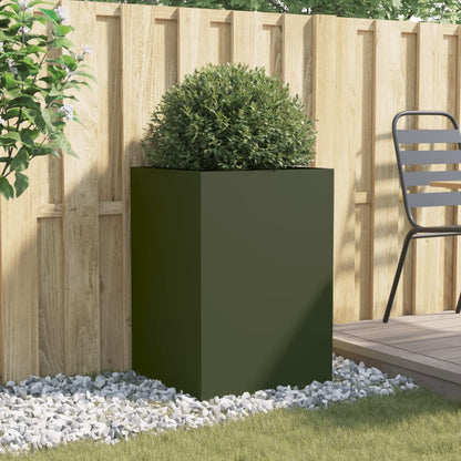 Vaso/floreira 52x48x75 cm aço verde azeitona