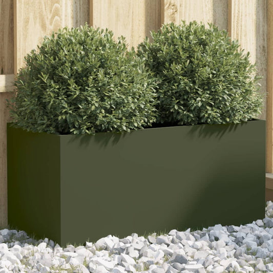 Vaso/floreira 62x30x29 cm aço verde azeitona