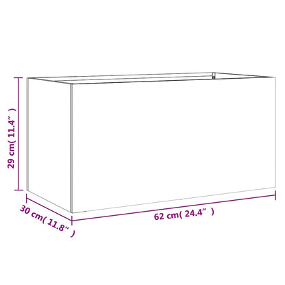 Vaso/floreira 62x30x29 cm aço galvanizado prateado
