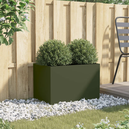 Vaso/floreira 62x40x39 cm aço verde azeitona