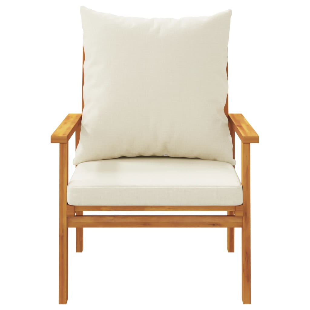 Cadeira de jardim 2 pcs c/ almofadão madeira de acácia maciça