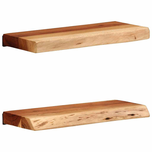 Prateleiras parede 2 pcs 40x20x3,5 cm madeira de acácia maciça