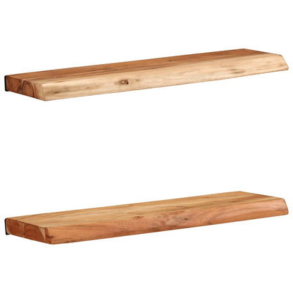 Prateleiras parede 2 pcs 60x20x3,5 cm madeira de acácia maciça