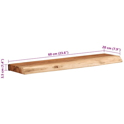 Prateleiras parede 2 pcs 60x20x3,5 cm madeira de acácia maciça