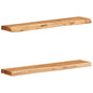 Prateleiras parede 2 pcs 80x20x3,5 cm madeira de acácia maciça