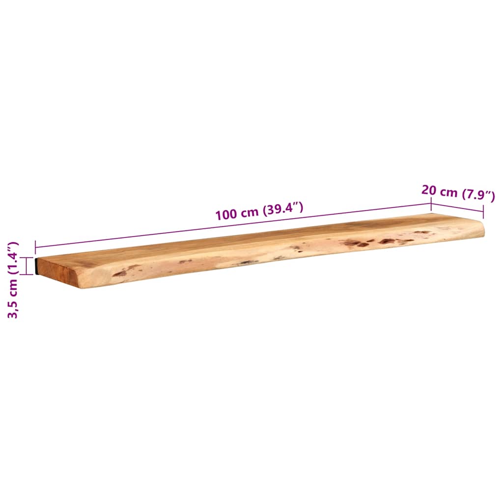 Prateleiras parede 2 pcs 100x20x3,5 cm madeira de acácia maciça