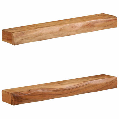 Prateleiras parede 2 pcs 80x17x8 cm madeira de acácia maciça