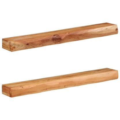 Prateleiras parede 2 pcs 100x17x8 cm madeira de acácia maciça