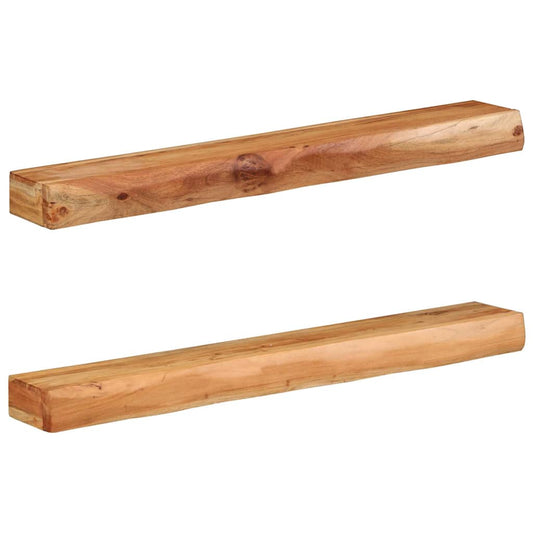 Prateleiras parede 2 pcs 100x17x8 cm madeira de acácia maciça
