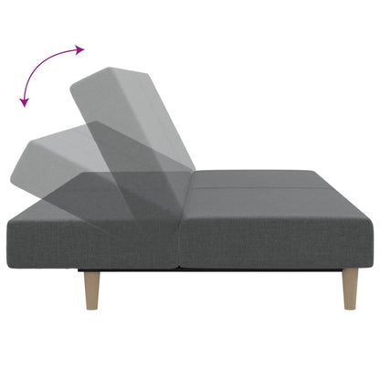 Sofá-cama de 2 lugares tecido cinzento-claro