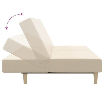 Sofá-cama de 2 lugares tecido cor creme
