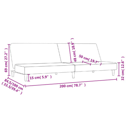 Sofá-cama de 2 lugares tecido cor creme