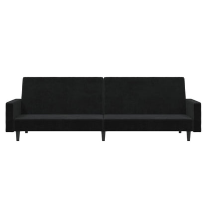 Sofá-cama de 2 lugares veludo preto