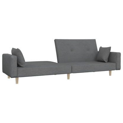 Sofá-cama 2 lugares com duas almofadas tecido cinzento-claro