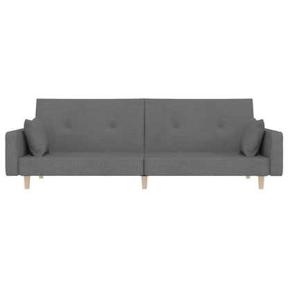 Sofá-cama 2 lugares com duas almofadas tecido cinzento-claro