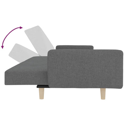 Sofá-cama 2 lugares com duas almofadas tecido cinzento-claro