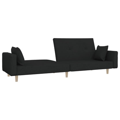 Sofá-cama 2 lugares com duas almofadas tecido preto
