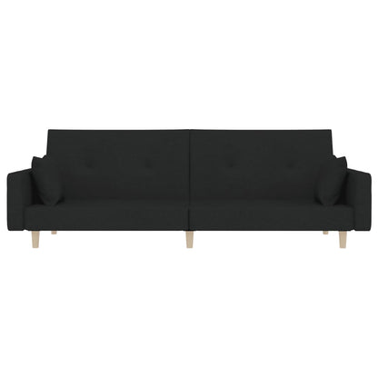 Sofá-cama 2 lugares com duas almofadas tecido preto