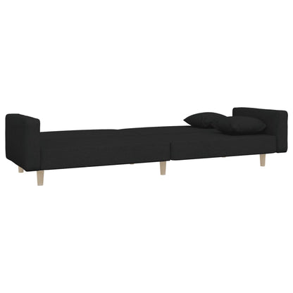Sofá-cama 2 lugares com duas almofadas tecido preto