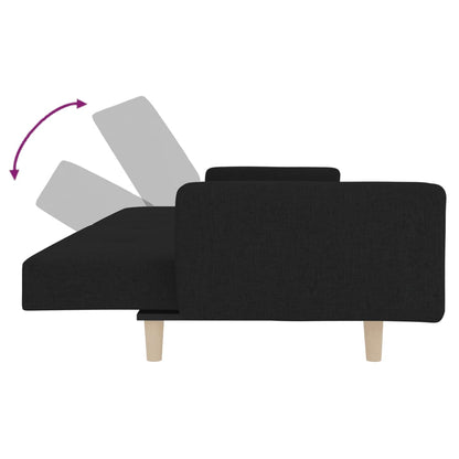Sofá-cama 2 lugares com duas almofadas tecido preto