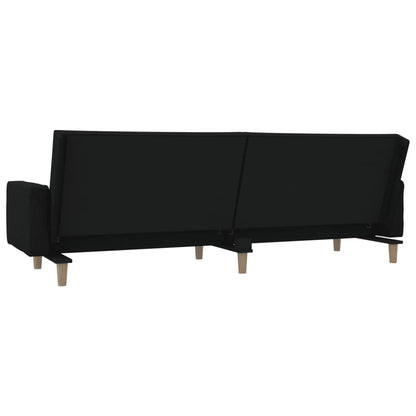 Sofá-cama 2 lugares com duas almofadas tecido preto