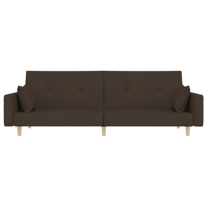 Sofá-cama 2 lugares com duas almofadas tecido castanho-escuro
