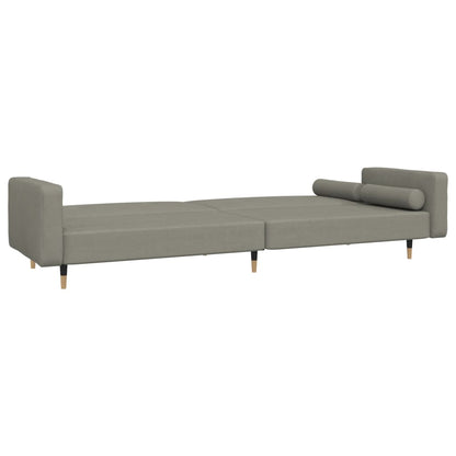Sofá-cama 2 lugares com duas almofadas veludo cinzento-claro