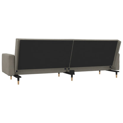 Sofá-cama 2 lugares com duas almofadas veludo cinzento-claro
