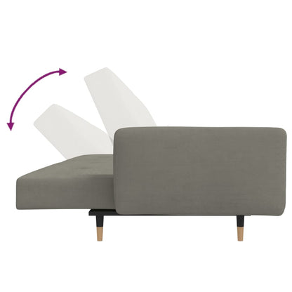 Sofá-cama 2 lugares com duas almofadas veludo cinzento-claro