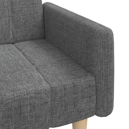 Sofá-cama de 2 lugares tecido cinzento-claro
