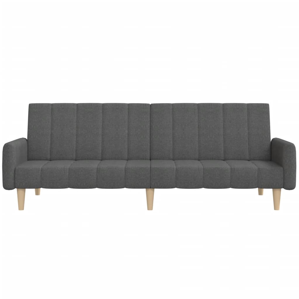 Sofá-cama de 2 lugares tecido cinzento-escuro