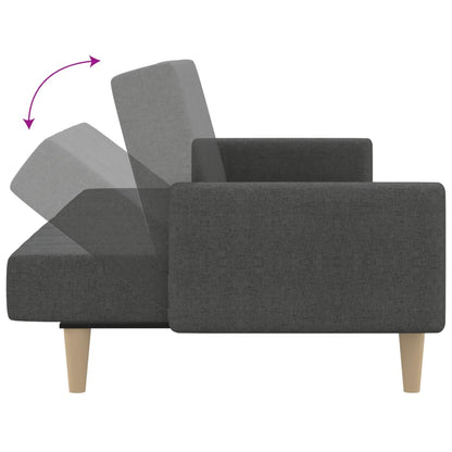 Sofá-cama de 2 lugares tecido cinzento-escuro