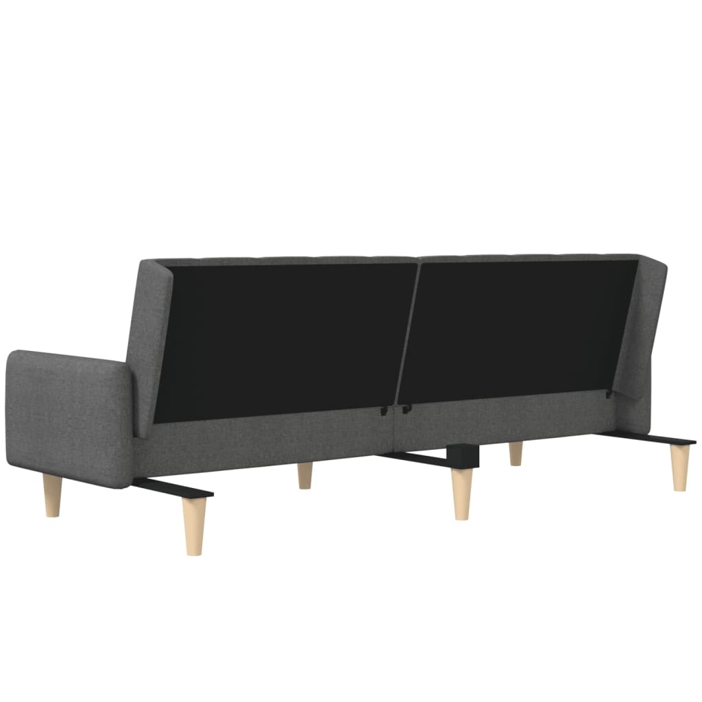 Sofá-cama de 2 lugares tecido cinzento-escuro