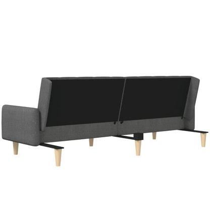 Sofá-cama de 2 lugares tecido cinzento-escuro