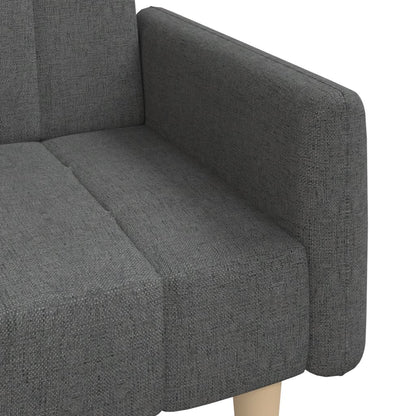 Sofá-cama de 2 lugares tecido cinzento-escuro