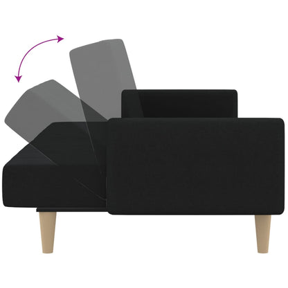 Sofá-cama de 2 lugares tecido preto