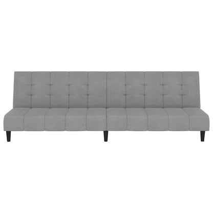 Sofá-cama de 2 lugares veludo cinzento-claro