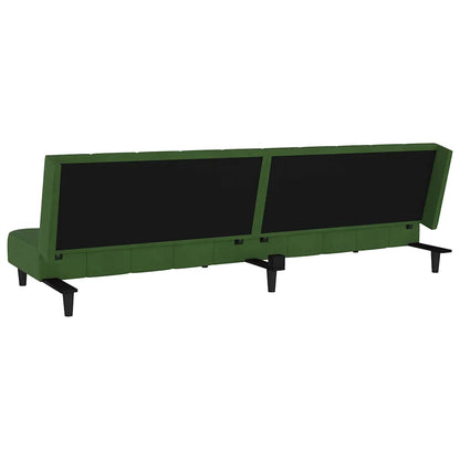 Sofá-cama de 2 lugares veludo verde-escuro