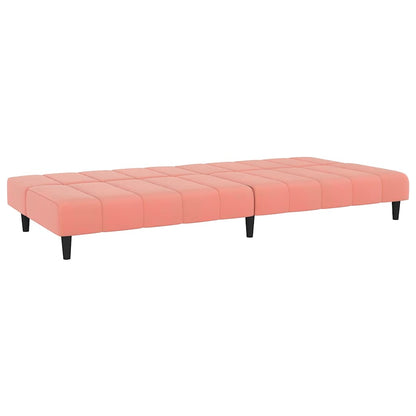 Sofá-cama de 2 lugares veludo rosa