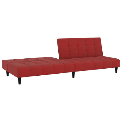 Sofá-cama de 2 lugares veludo vermelho tinto