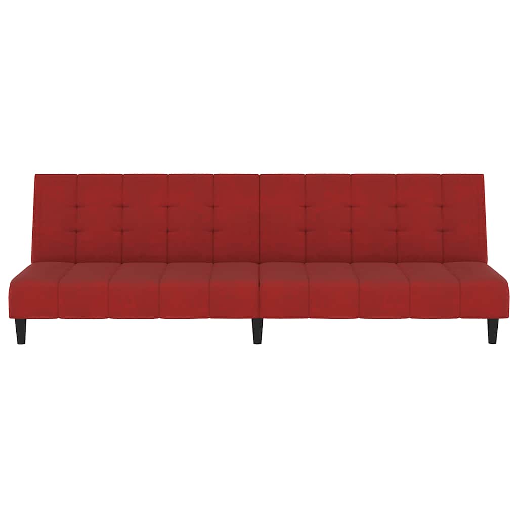 Sofá-cama de 2 lugares veludo vermelho tinto