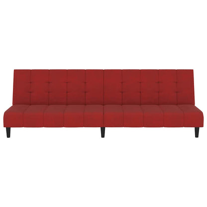 Sofá-cama de 2 lugares veludo vermelho tinto