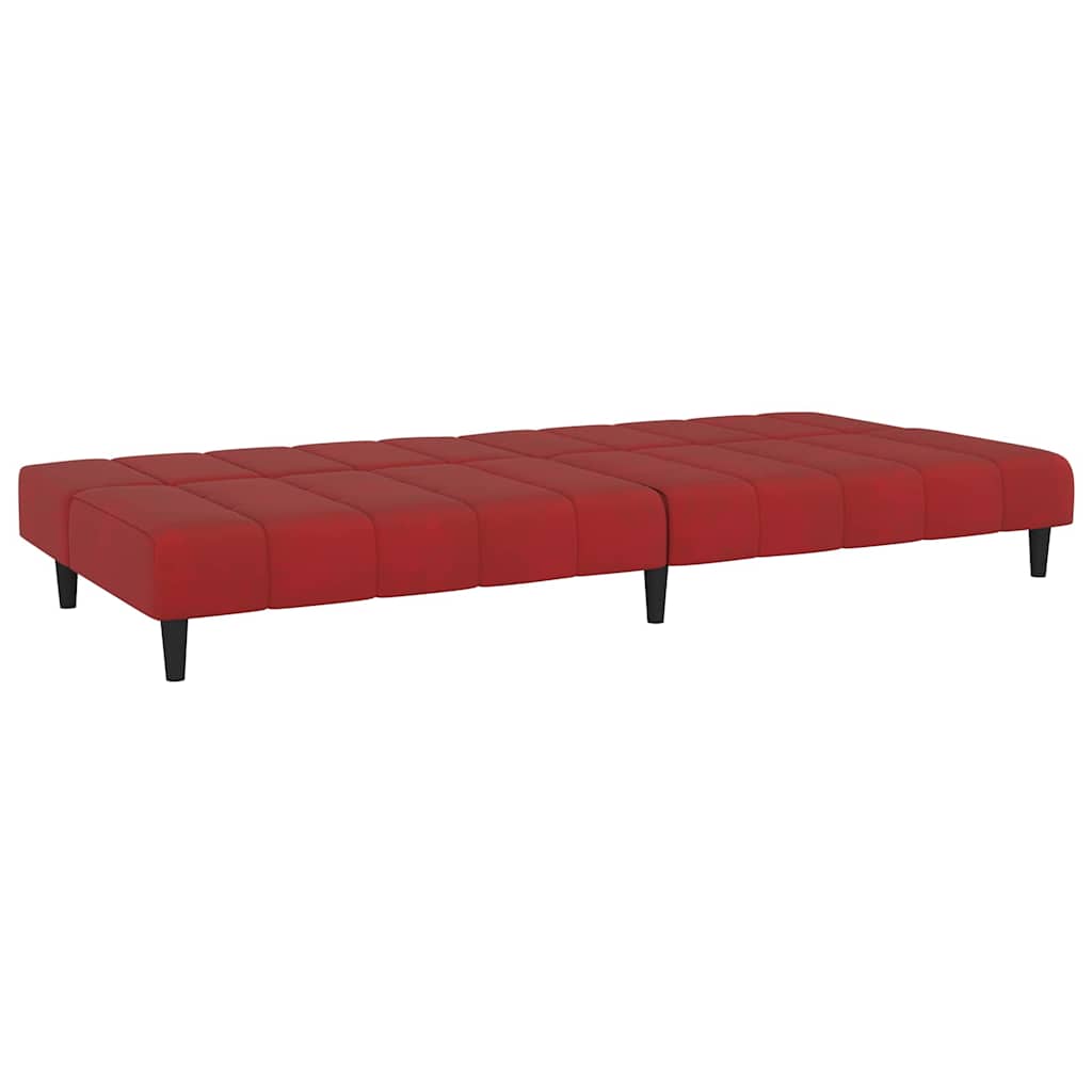 Sofá-cama de 2 lugares veludo vermelho tinto