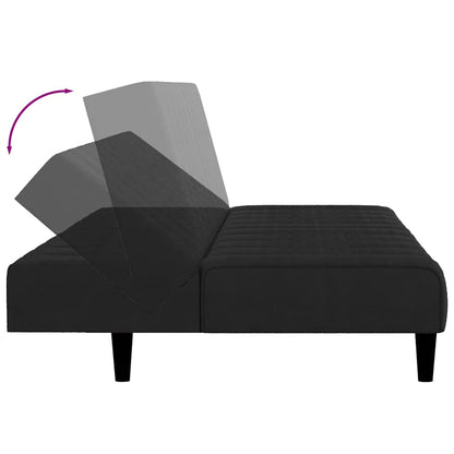 Sofá-cama de 2 lugares veludo preto