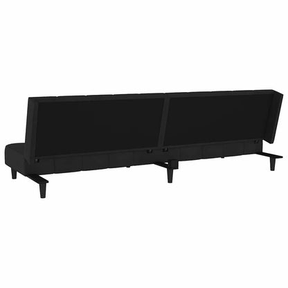 Sofá-cama de 2 lugares veludo preto